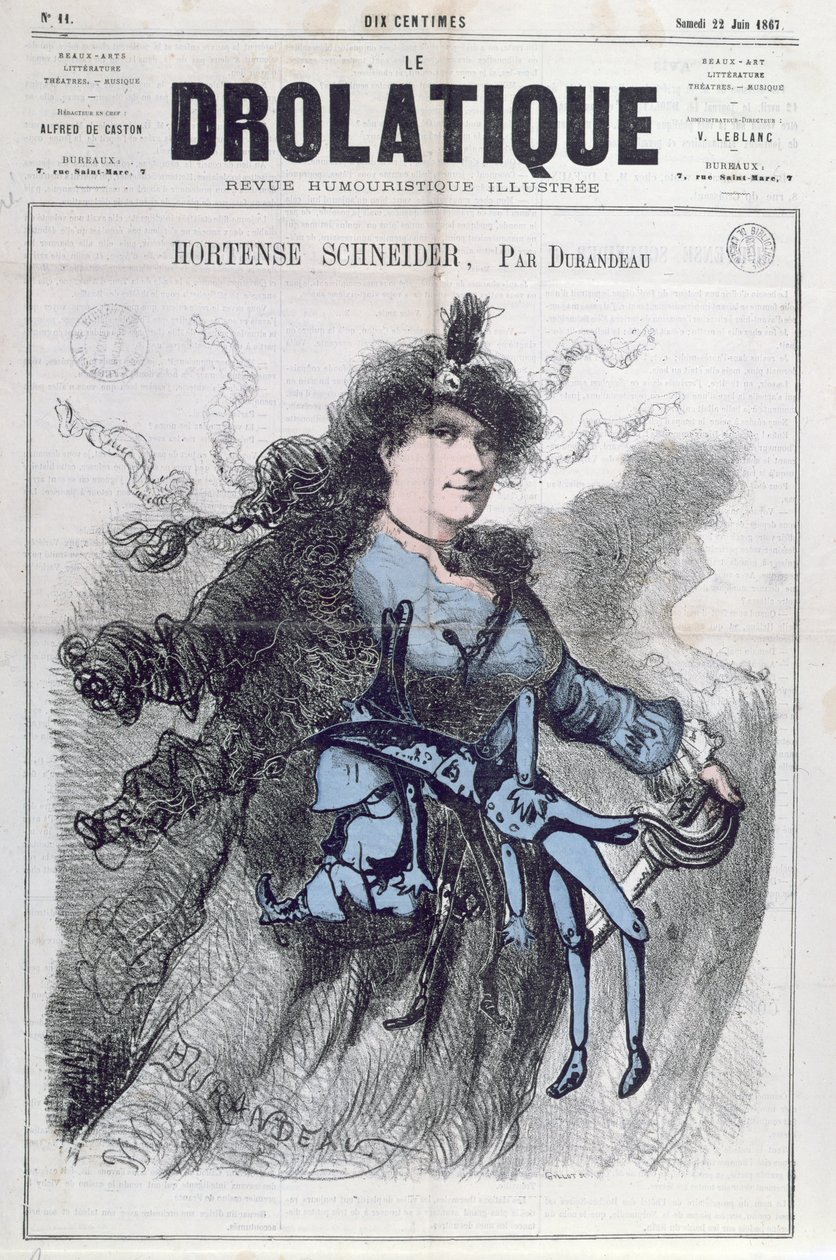Karikatur av Hortense Schneider (1833-1920) fra forsiden av 