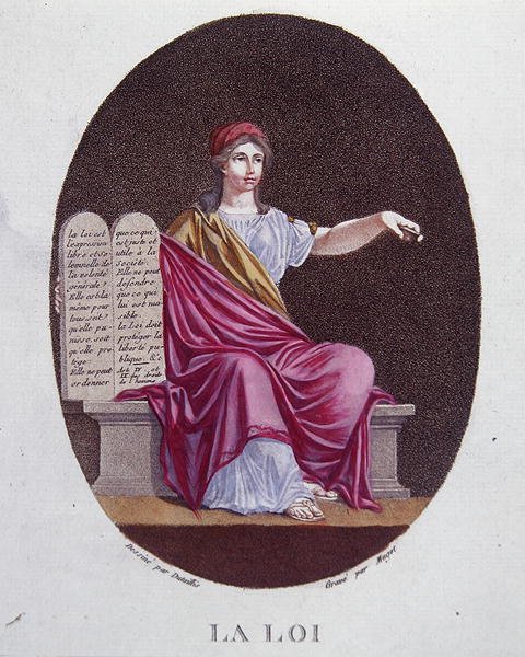 Allegory of Law, ca. 1792 (fargegravering) av Dutaillis (after)