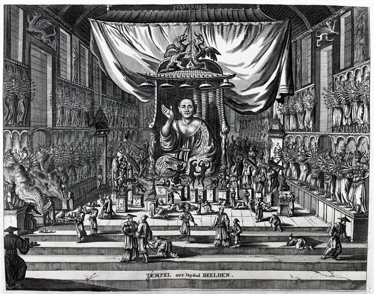 Et buddhistisk tempel, en illustrasjon fra 