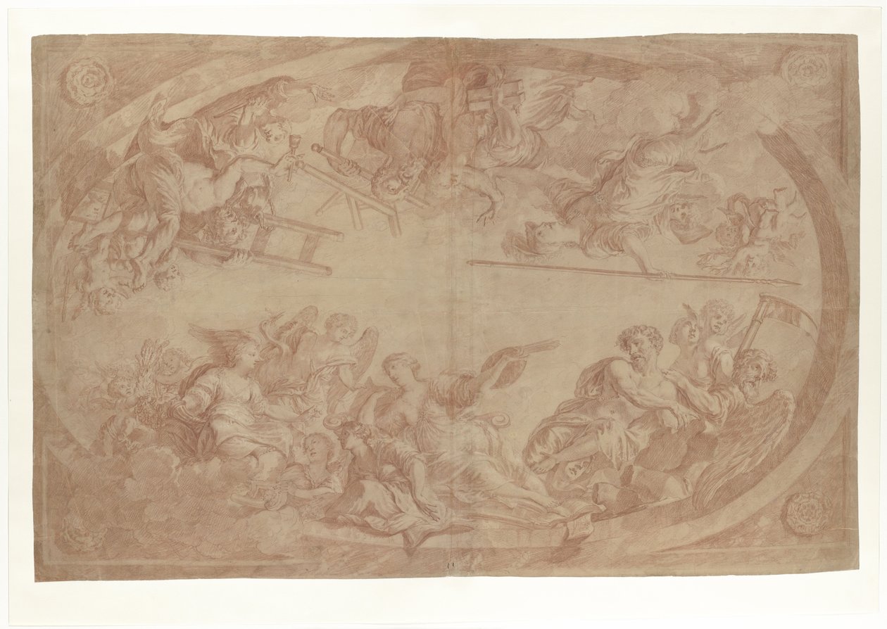 Allegori om separasjonen av kunstnerne fra Haag Guild of Saint Luke, 1686 (tegning) av Dutch School
