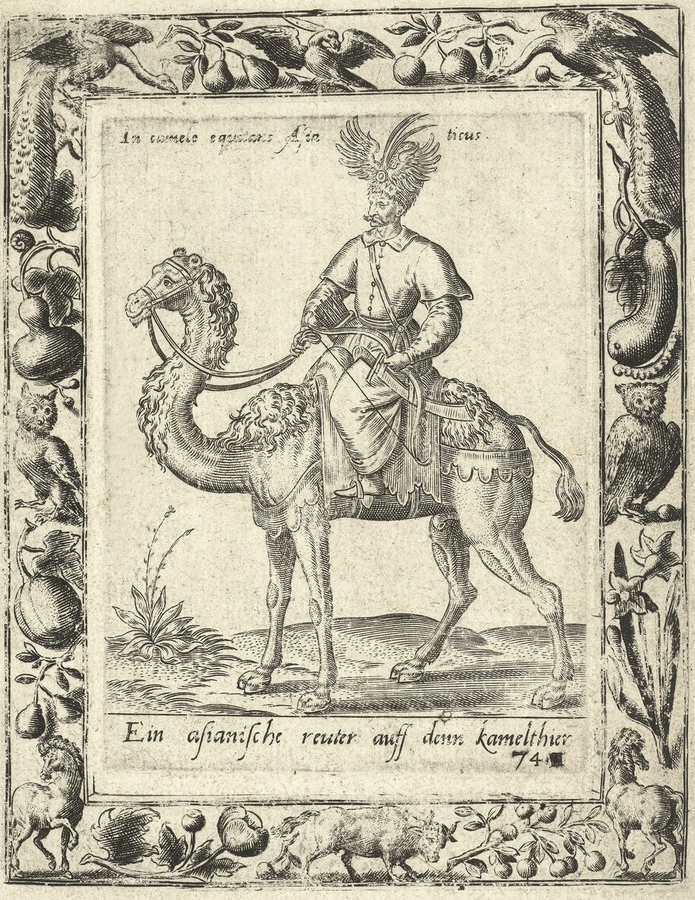 Arabian Hunter rir på en kamel, pub. 1577 av Dutch School