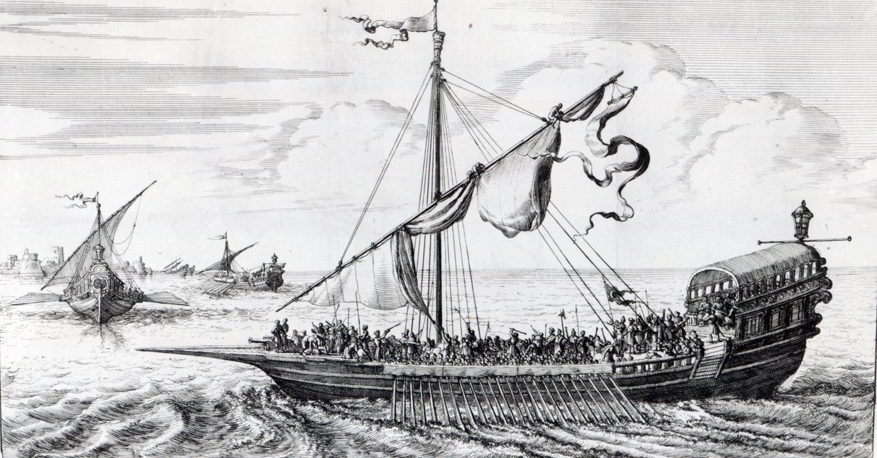 Barbary Galleys av Dutch School