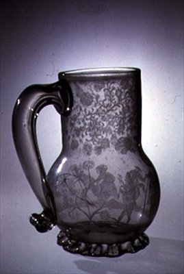 Blåst og diamantspissgravert tankard (glass) av Dutch School