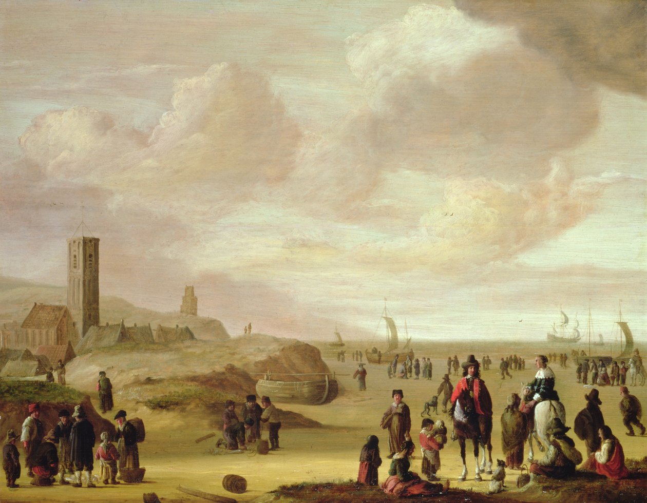 Nederlandsk kystscene av Dutch School