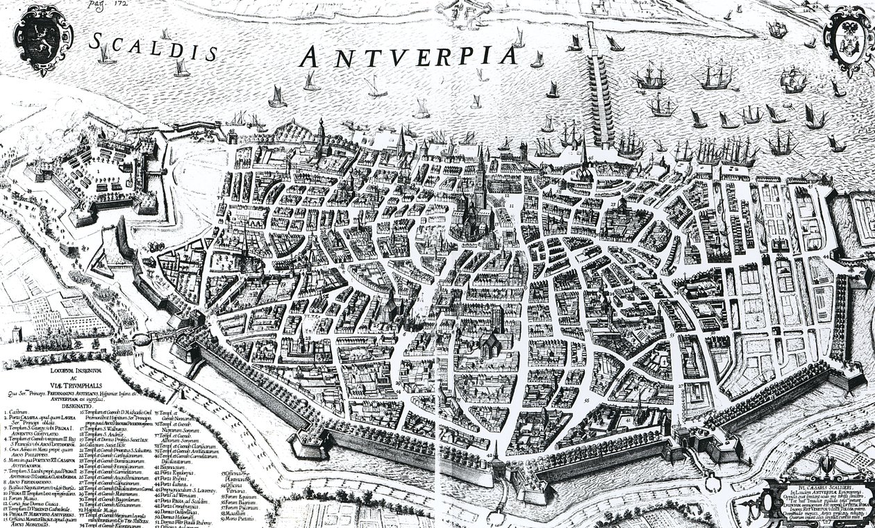 Kart over Antwerpen av Dutch School