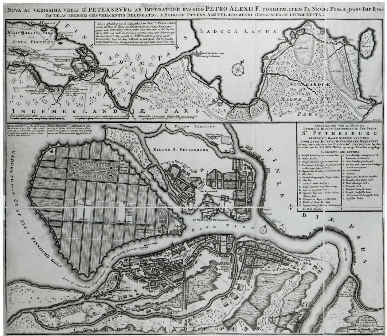Kart over St.Petersburg, ca. 1750 av Dutch School