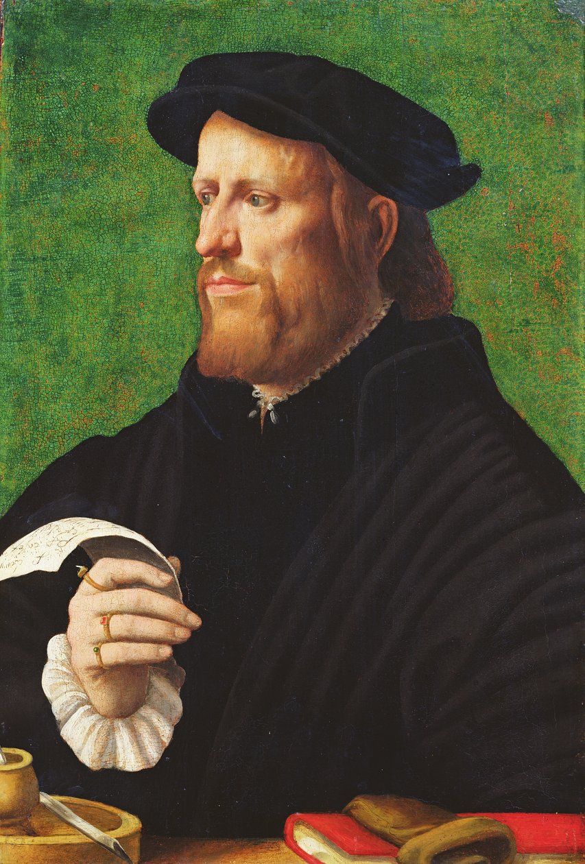 Portrett av en mann, 1575 (olje på tre) av Dutch School
