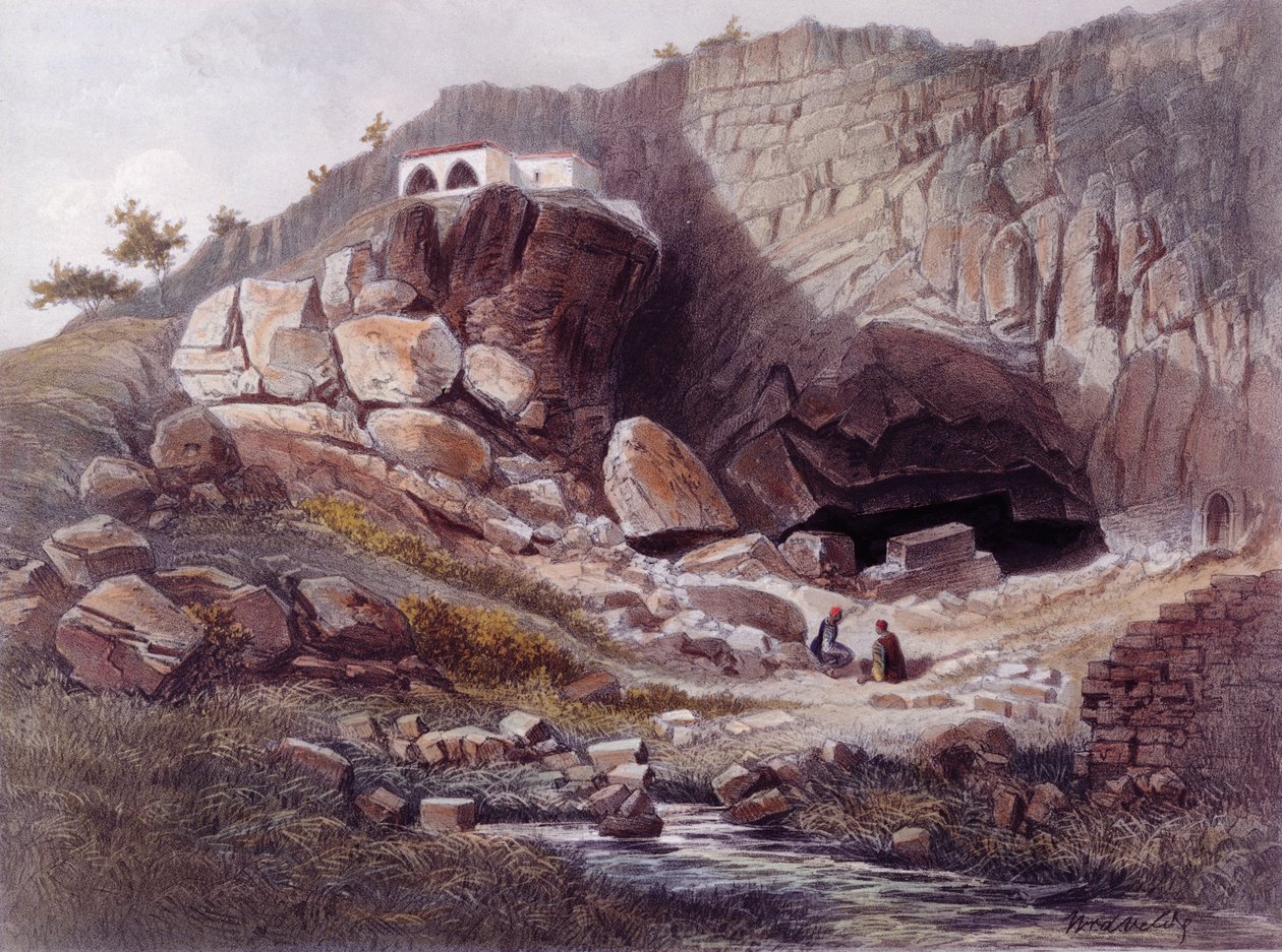Kilden til Jordan, gravert av Jean Jacottet (1806-c.1843) av Dutch School