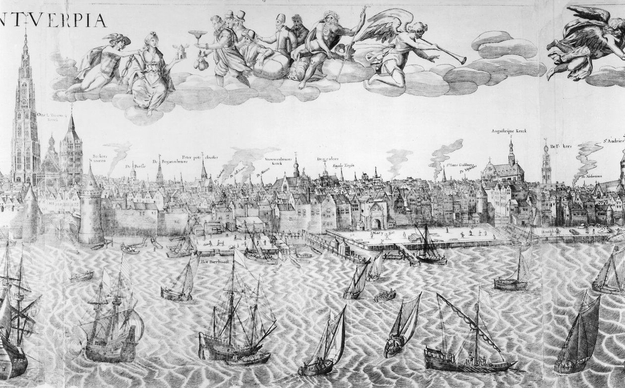 Byplan for Antwerpen, 1549 av Dutch School