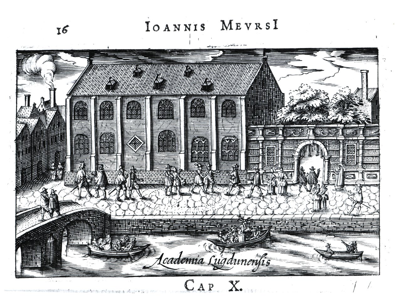 University of Leiden, fra 'A Dutch Athens' av J. Meursius, pub. i 1625 av Dutch School