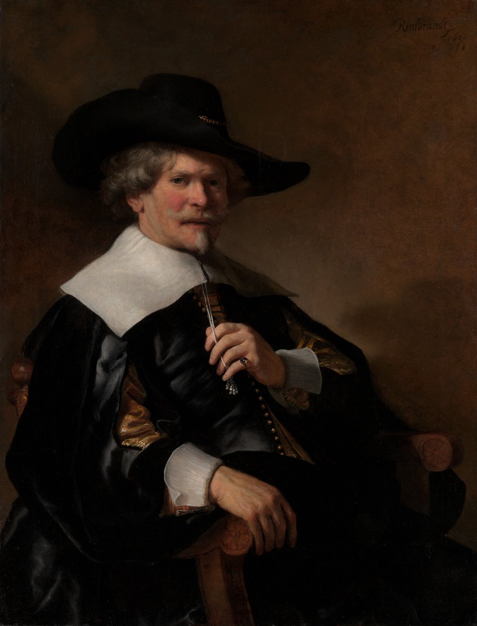 Portrett av en mann som sitter i en lenestol, ca. 1640-50. av Dutch