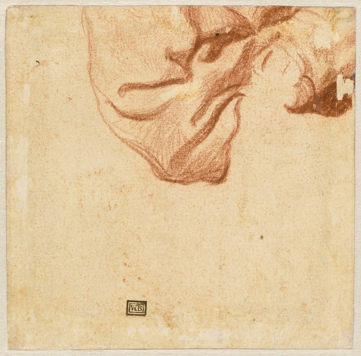 Draperistudie (verso) av Dutch 17th Century