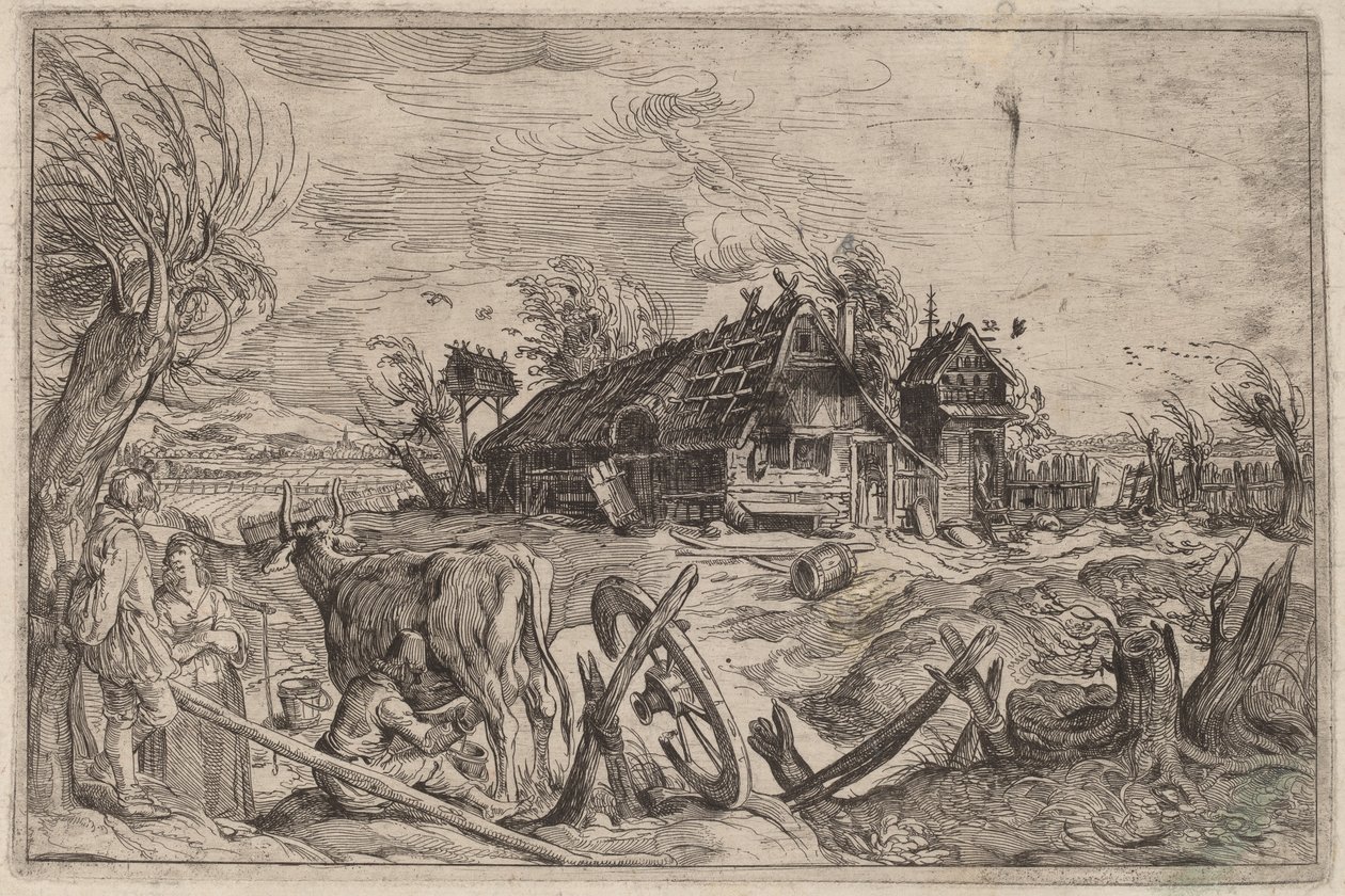Landskap med gårdshus av Dutch 17th Century, formerly Jacques de Gheyn II