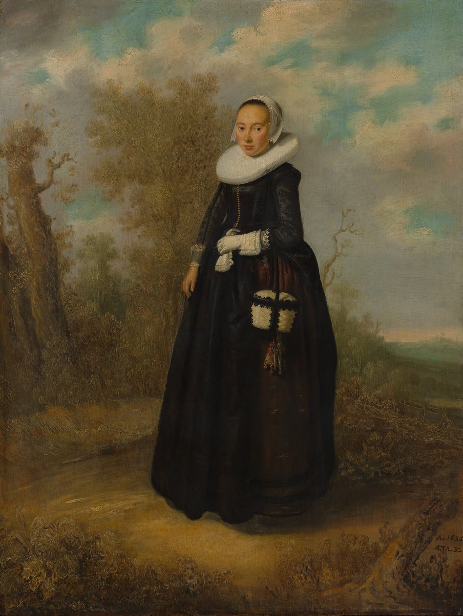 En ung kvinne i et landskap. av Dutch Painter