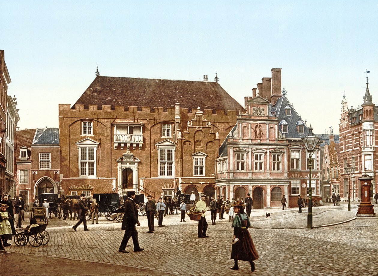 Rådhuset på Grote Markt, Haarlem, Holland, pub.c. 1900 av Dutch Photographer