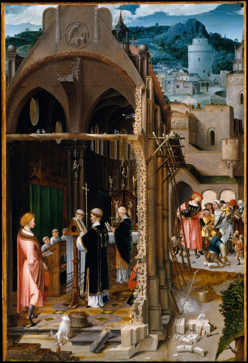 En preken om nestekjærlighet (muligens omvendelsen av Saint Anthony), ca. 1520–25 (olje på tre) av Dutch School