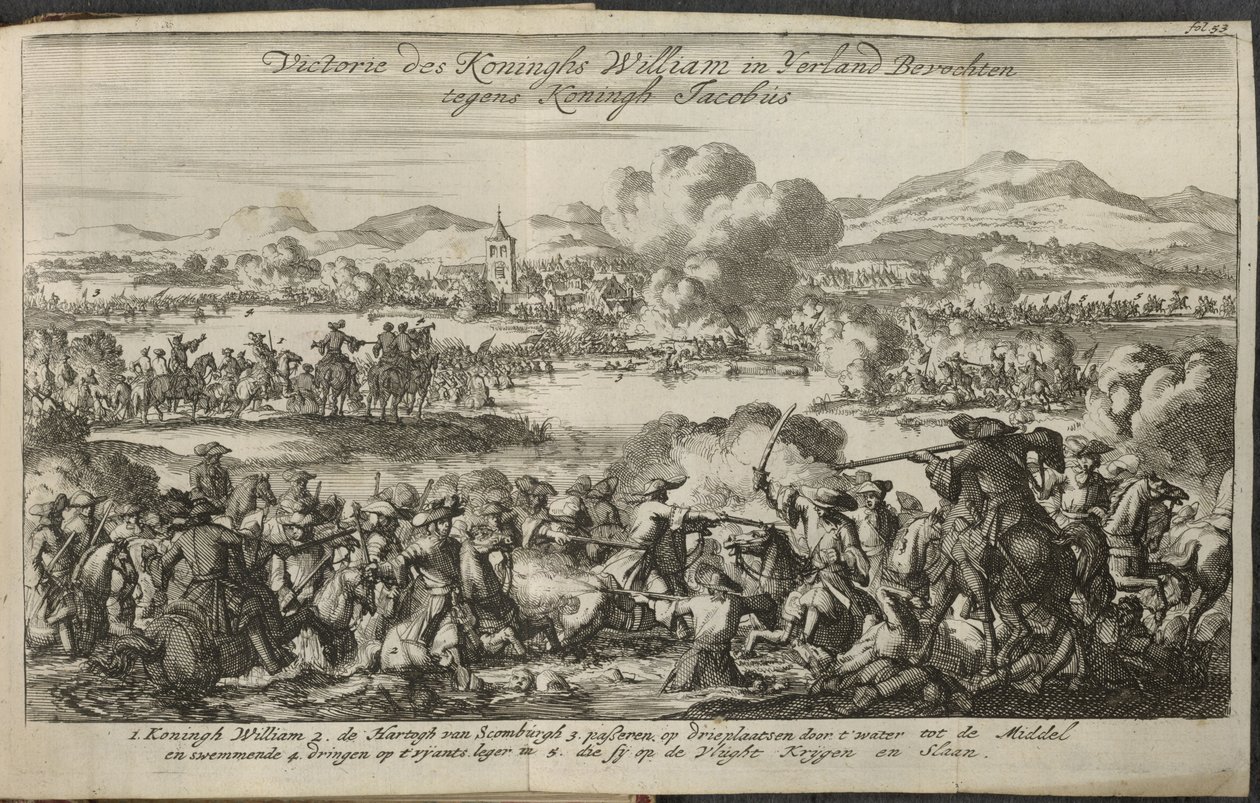 Et slag som involverer hæren til William III av Dutch School
