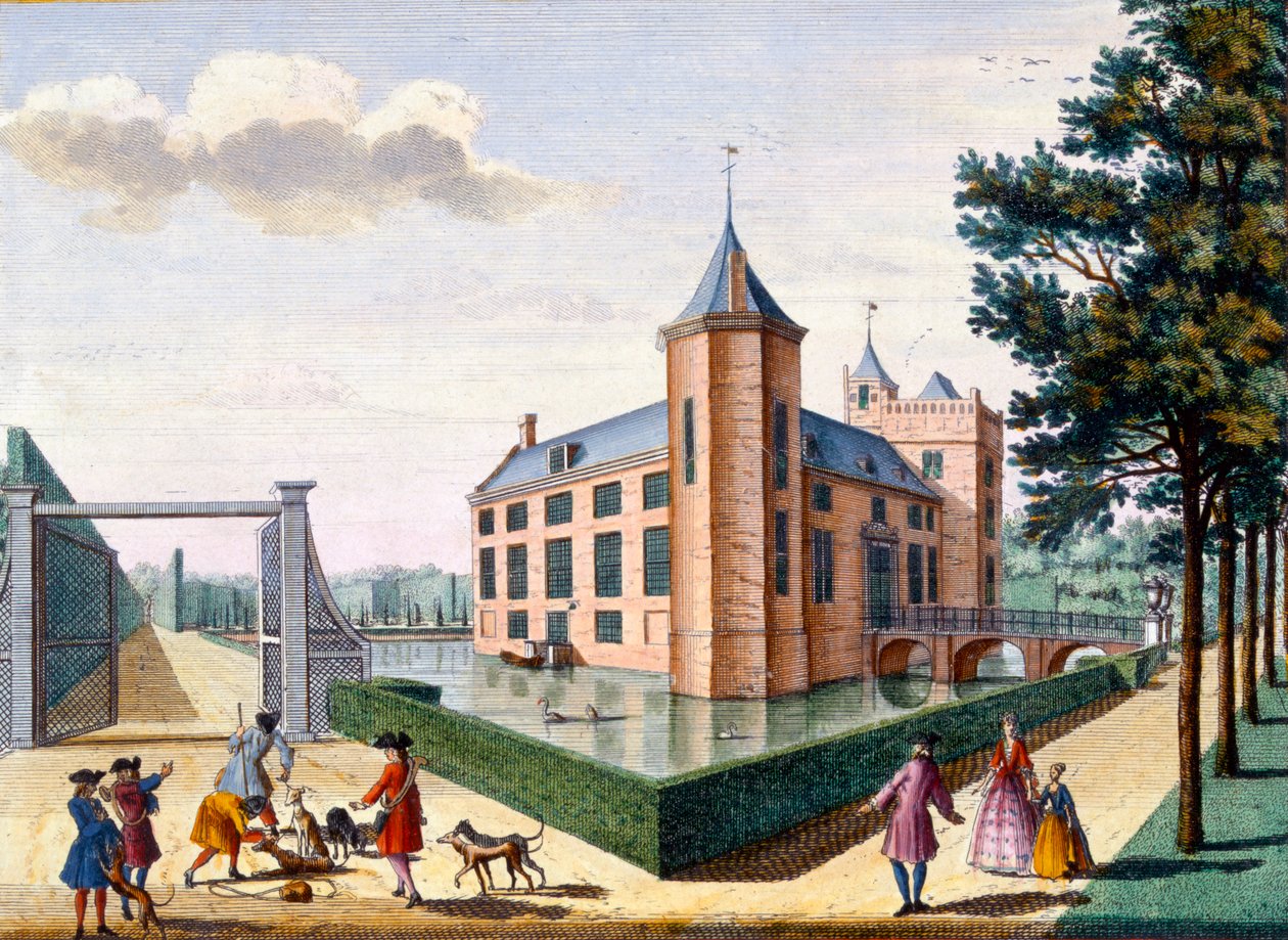 Assumburg Castle, fra Het Zeganpralent Kennemerlant av Hendrick de Leth og Matthias Brouerius Van Nidek, utgitt ca. 1700-1730 av Dutch School