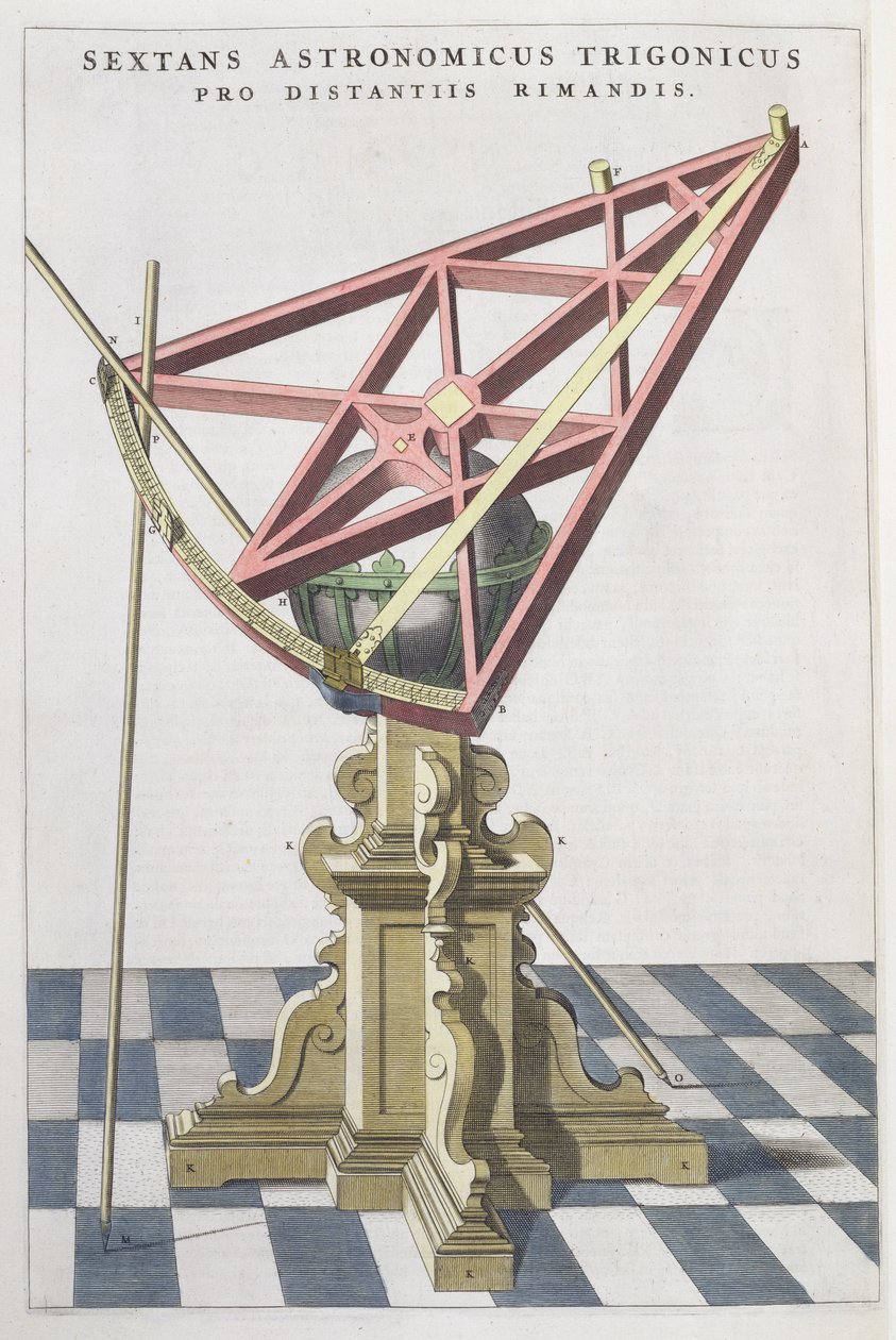 Astronomisk sekstant av Tycho Brahe (1546-1601) fra et atlas av Joan Blaeu (1596-1673) Amsterdam, 1665 av Dutch School