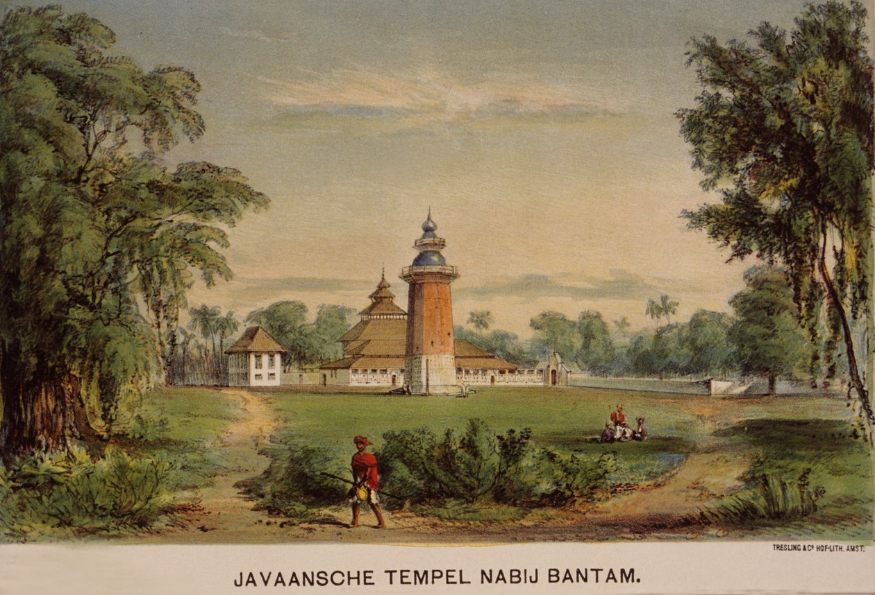 Banten-moskeen, Java, Indonesia av Dutch School