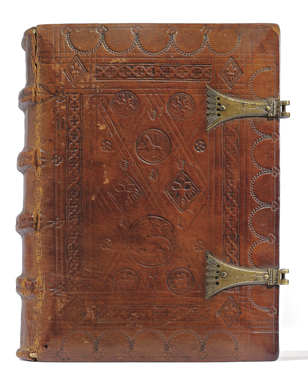 Timebok og bønnebok på nederlandsk, Nedre Rheinland, Emmerich, Cleves, ca. 1480 (blekk og pigment på vellum og papir, innbundet i kalveskinn over brett med metallspenner) av Dutch School