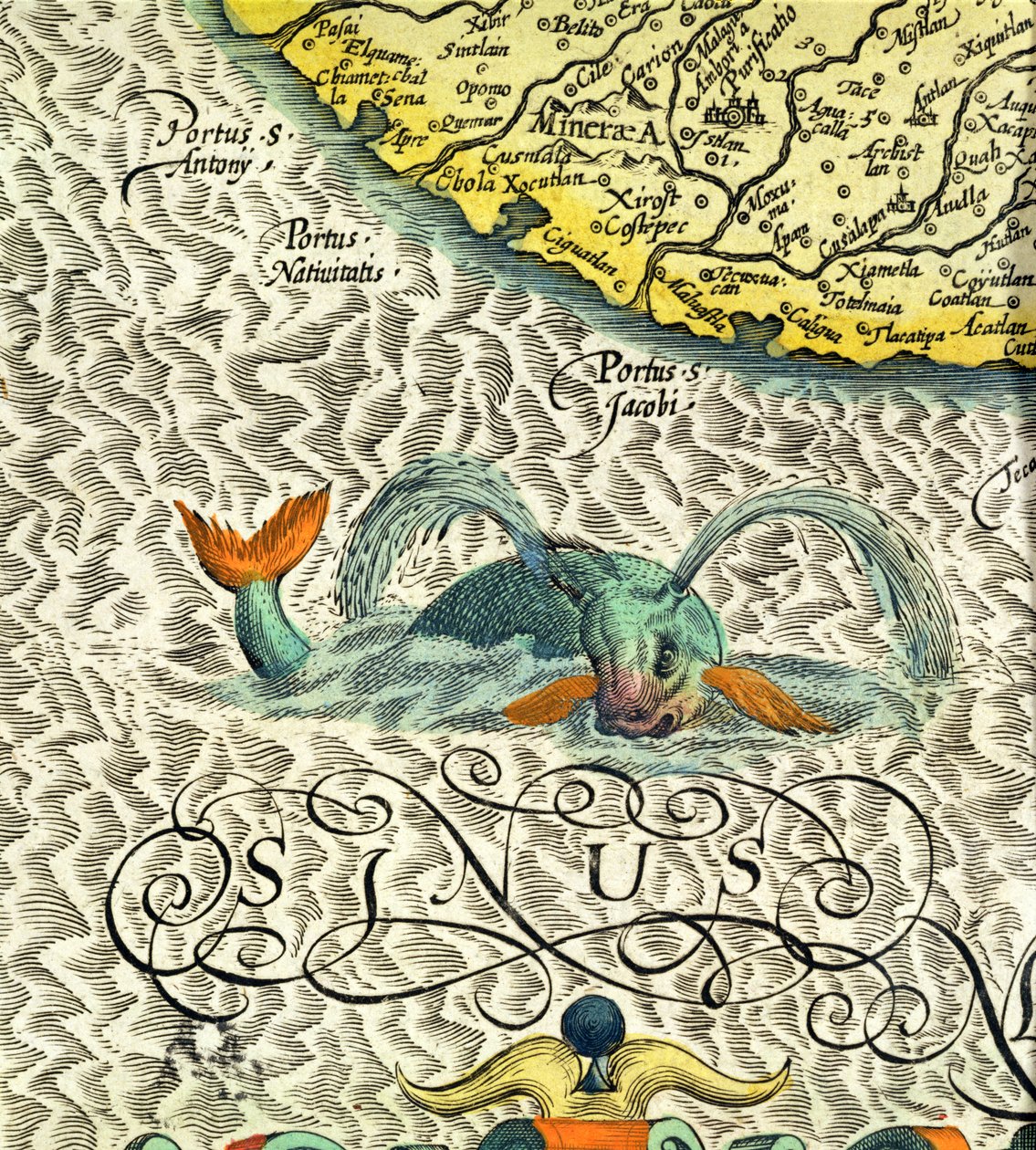 C.3.c.8 Sjømonster, detalj fra side 369-70 i Mercators 