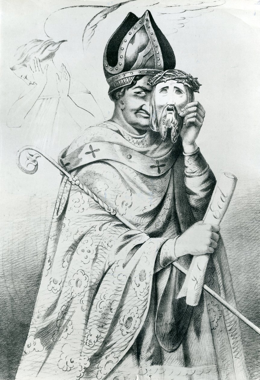 Karikatur av pave Pius IX (1792-1878) av Dutch School