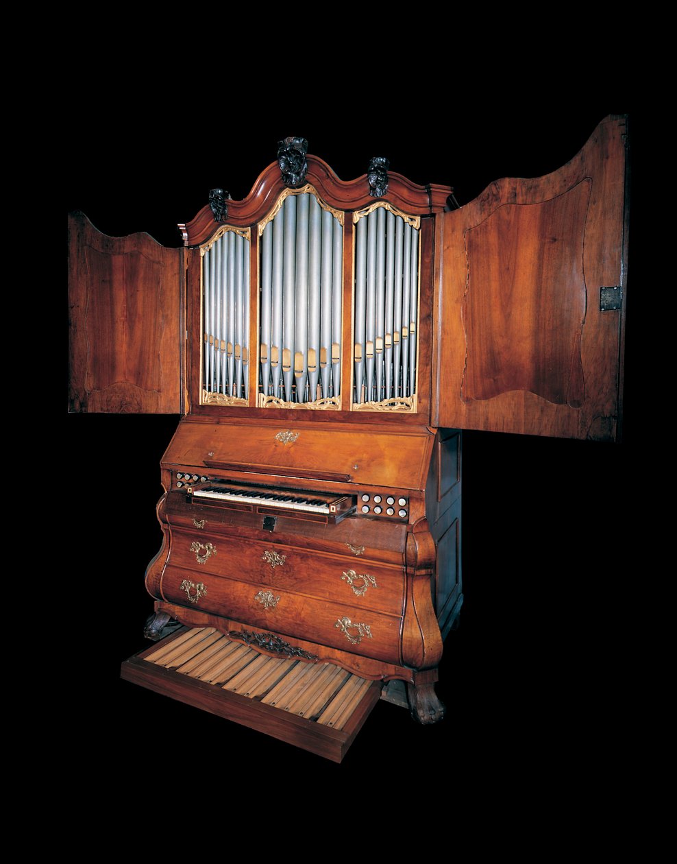 Kammerorgel (valnøtt, perlemor og metall) av Dutch School