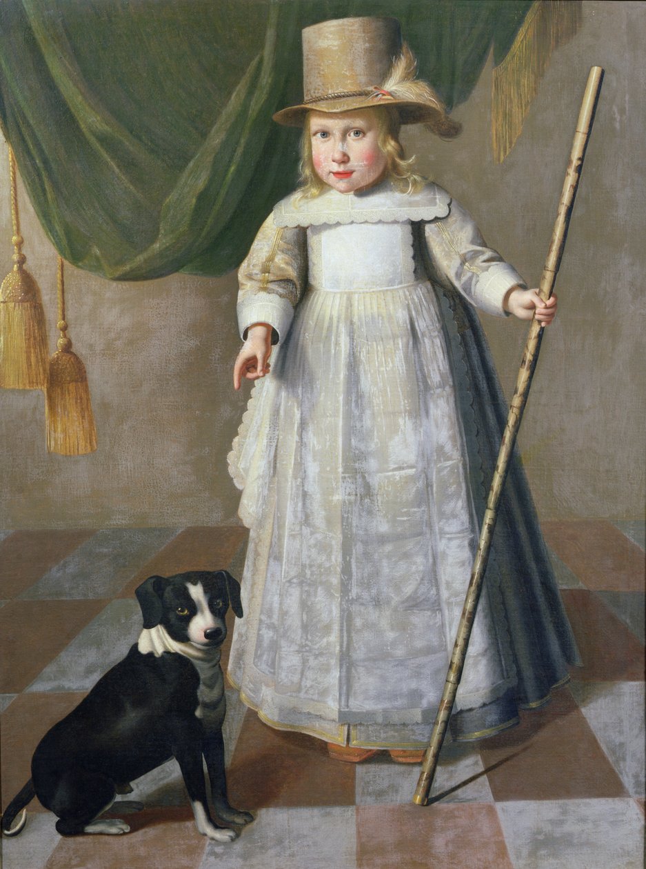 Barn og hund, Dordrecht av Dutch School