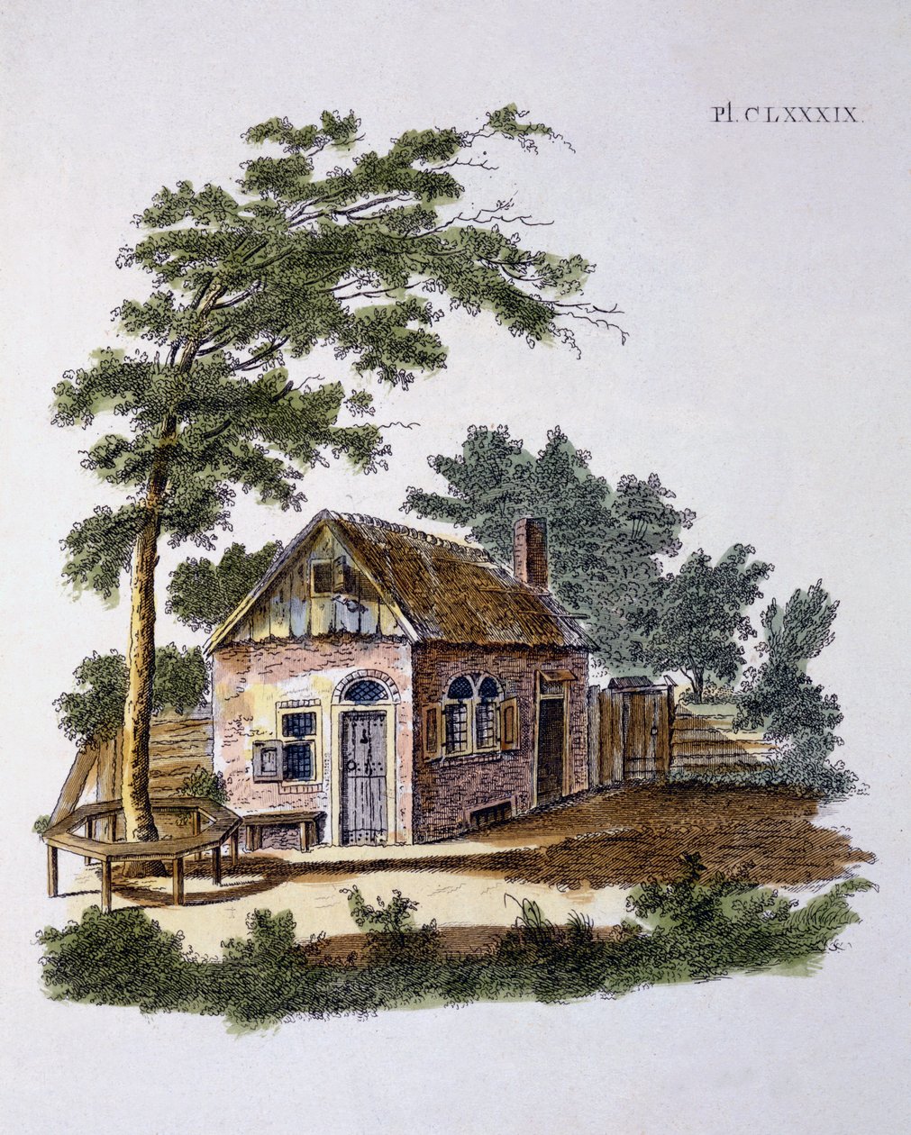 Hytte fra Magazine of Garden Gems av G. van Laar, utgitt 1802 av Dutch School