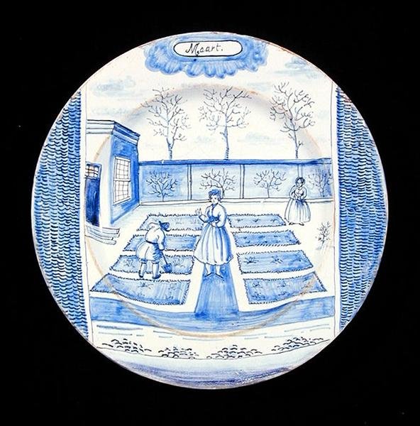 Delftvareplate som viser mars måned (tinnglasert lertøy) av Dutch School