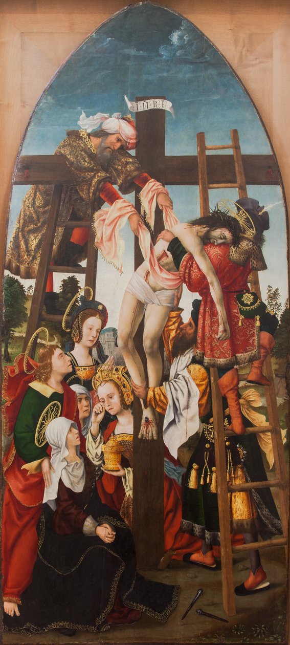 Nedstigningen fra korset, 1520 (olje på lerret) av Dutch School