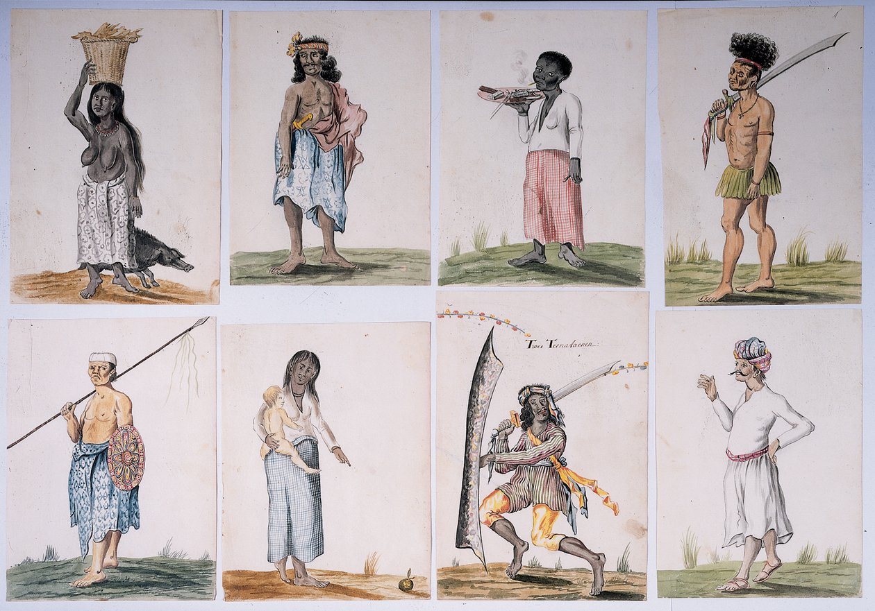 Tegning fra et album med innfødte fra Brasil, Afrika, Persia og Øst-India av Dutch School