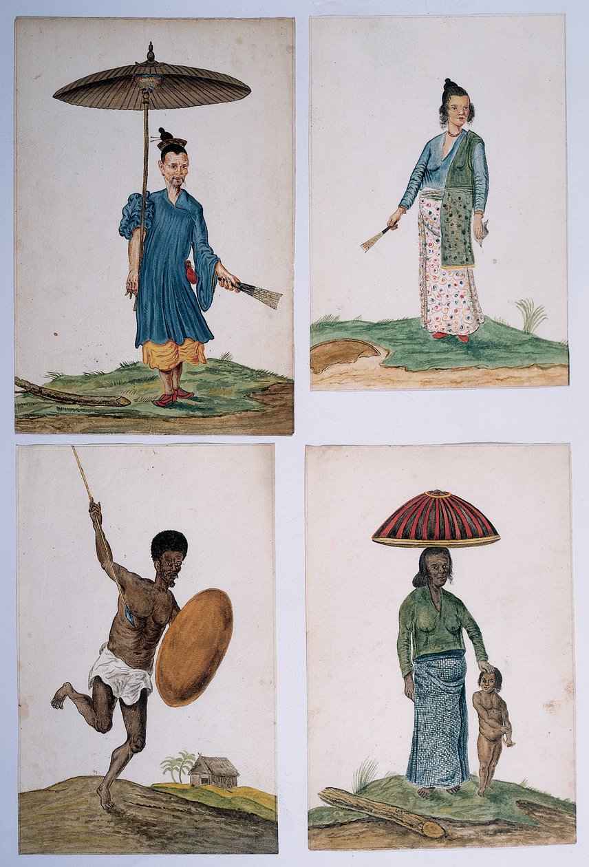 Tegning fra et album med innfødte fra Brasil, Afrika, Persia og Øst-India av Dutch School
