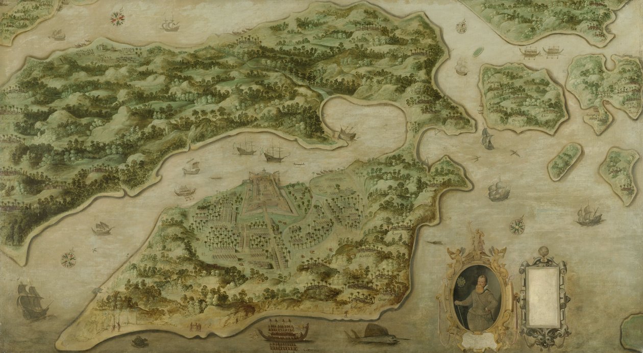 Fort Victoria på øya Amboina, 1617 av Dutch School