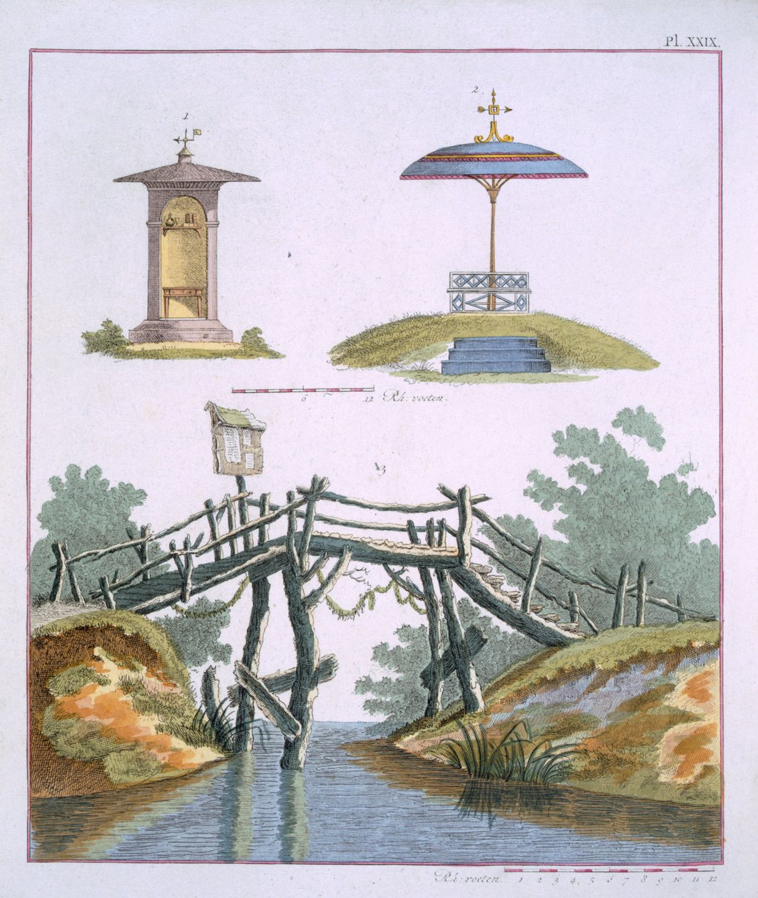 Hagedekorasjoner, fra Magazine of Garden Gems av G. van Laar, utgitt 1802 av Dutch School