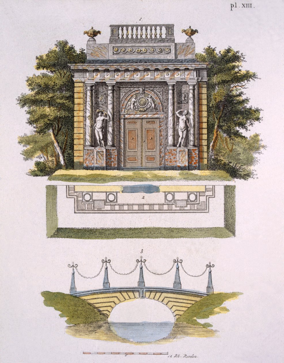 Hagedekorasjoner, fra Magazine of Garden Gems av G. van Laar, utgitt 1802 av Dutch School
