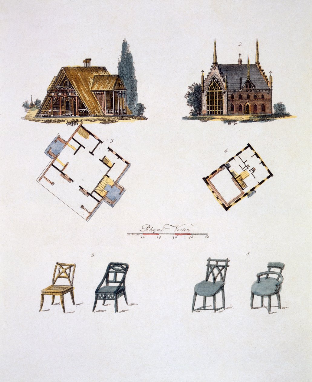 Hagedekorasjoner, fra Magazine of Garden Gems av G. van Laar, utgitt 1802 av Dutch School