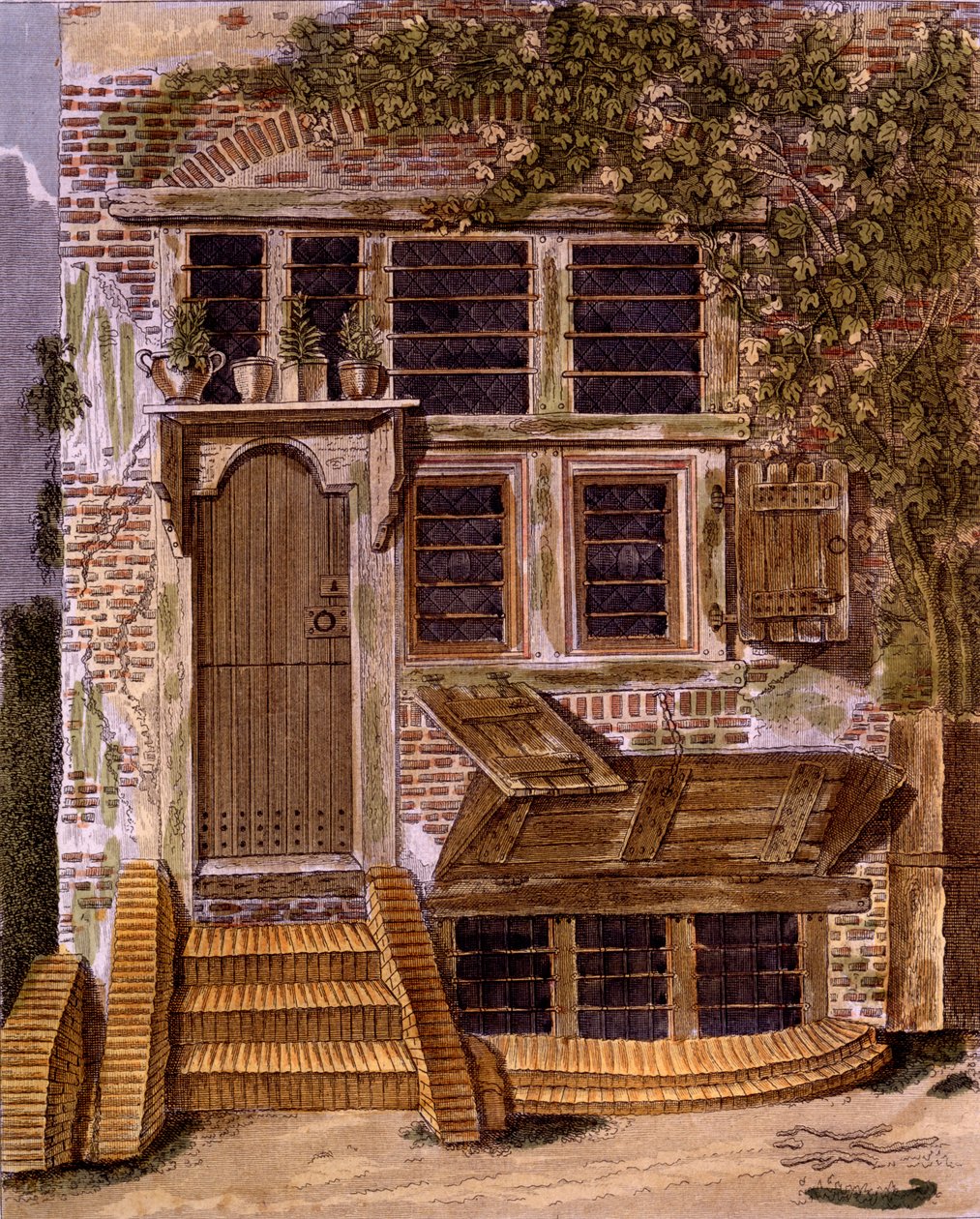 Gardeners Cottage Design fra Magazine of Garden Gems av G. van Laar, utgitt 1802 av Dutch School