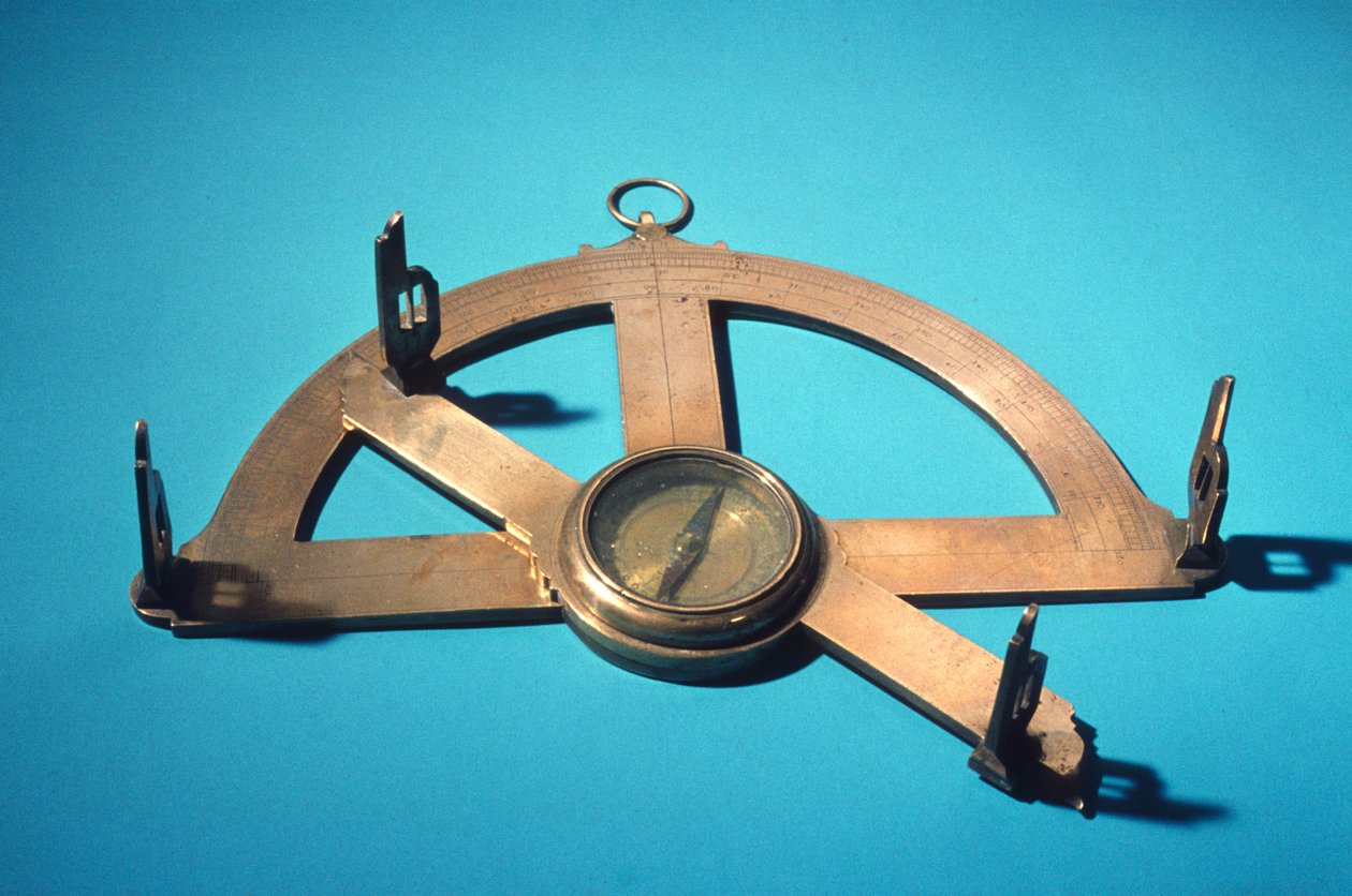 Grafometer eller klinometer (messing, glass og stål) av Dutch School