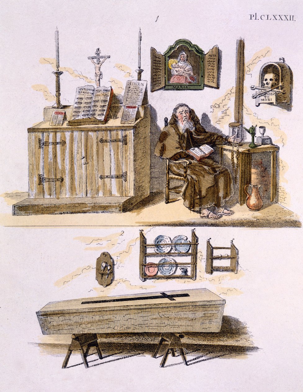 Illustrasjon fra Magazine of Garden Gems av G. van Laar, utgitt 1802 av Dutch School