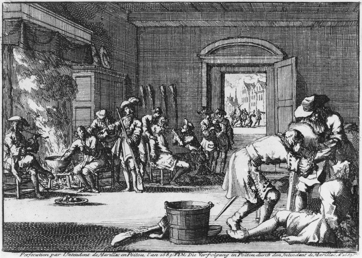 Intendant de Marillac forfulgte protestantene i Poitou i 1685, 1686 av Dutch School