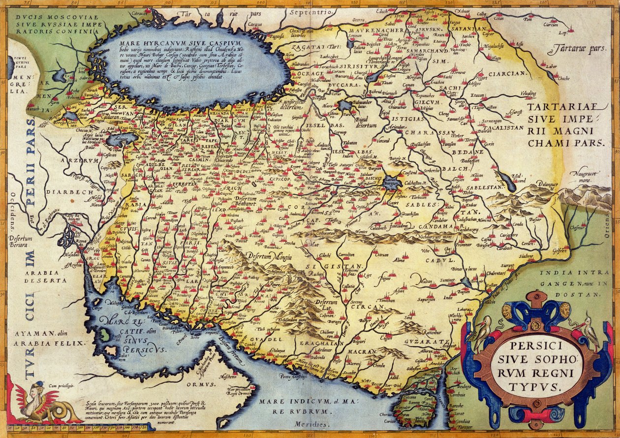 Kart over Persia, fra Theatrum Orbis Terrarum, pub. av Abraham Ortelius (1527-98) Antwerpen, ca. 1590 av Dutch School