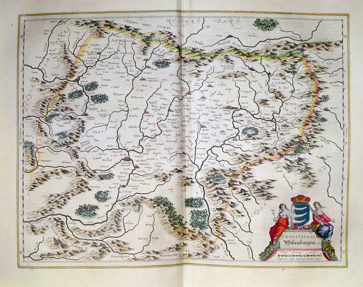 Kart over Transylvania, fra et atlas, Amsterdam, 1657 av Dutch School