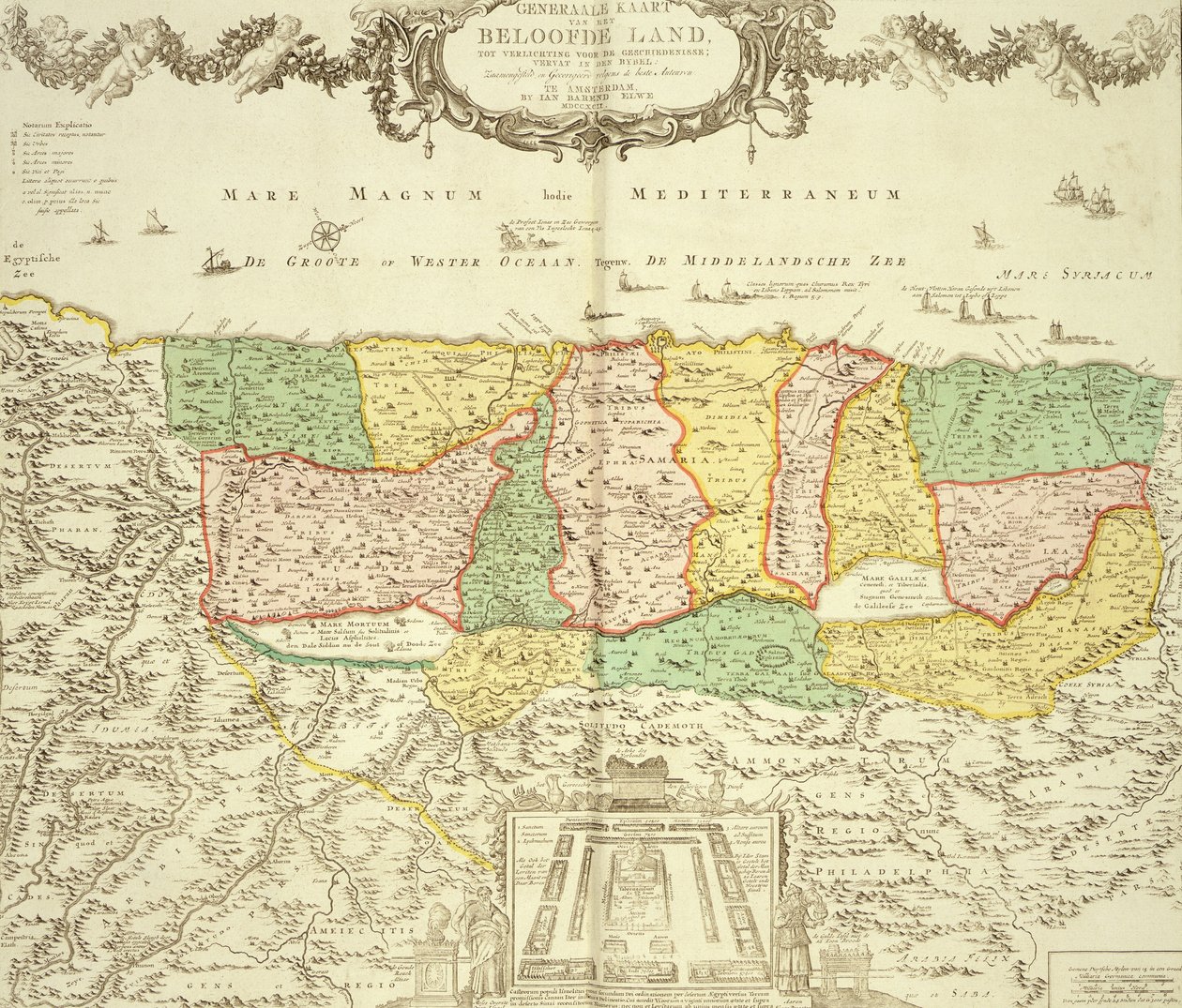 Kart over Det hellige land, pub. av Jan Barend Elwe, Amsterdam, 1742 av Dutch School