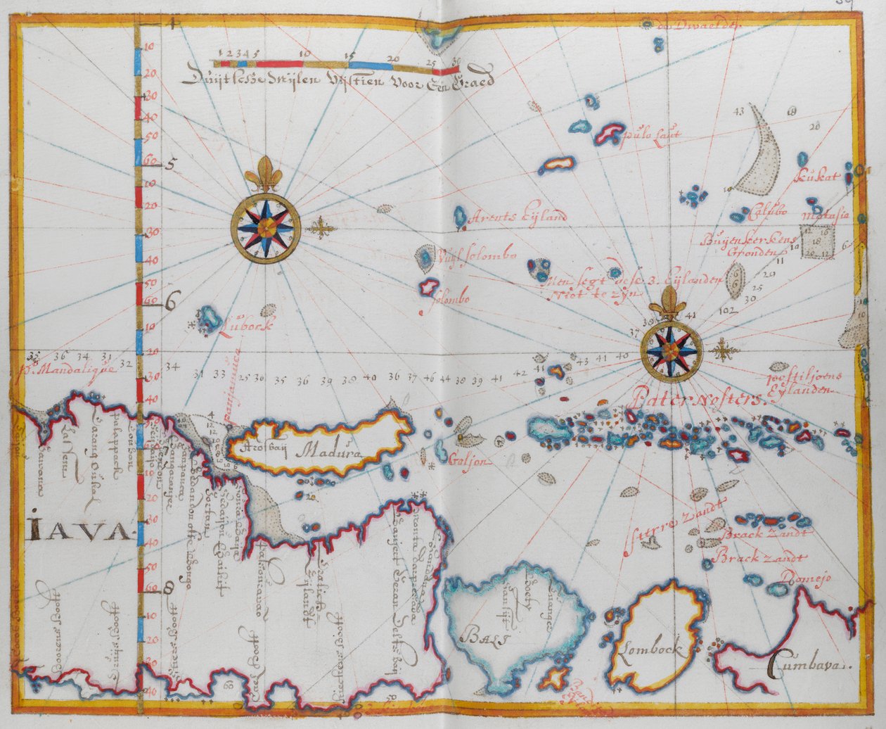Kart over øyene Java; Madura; Bali og andre øyer. av Dutch School