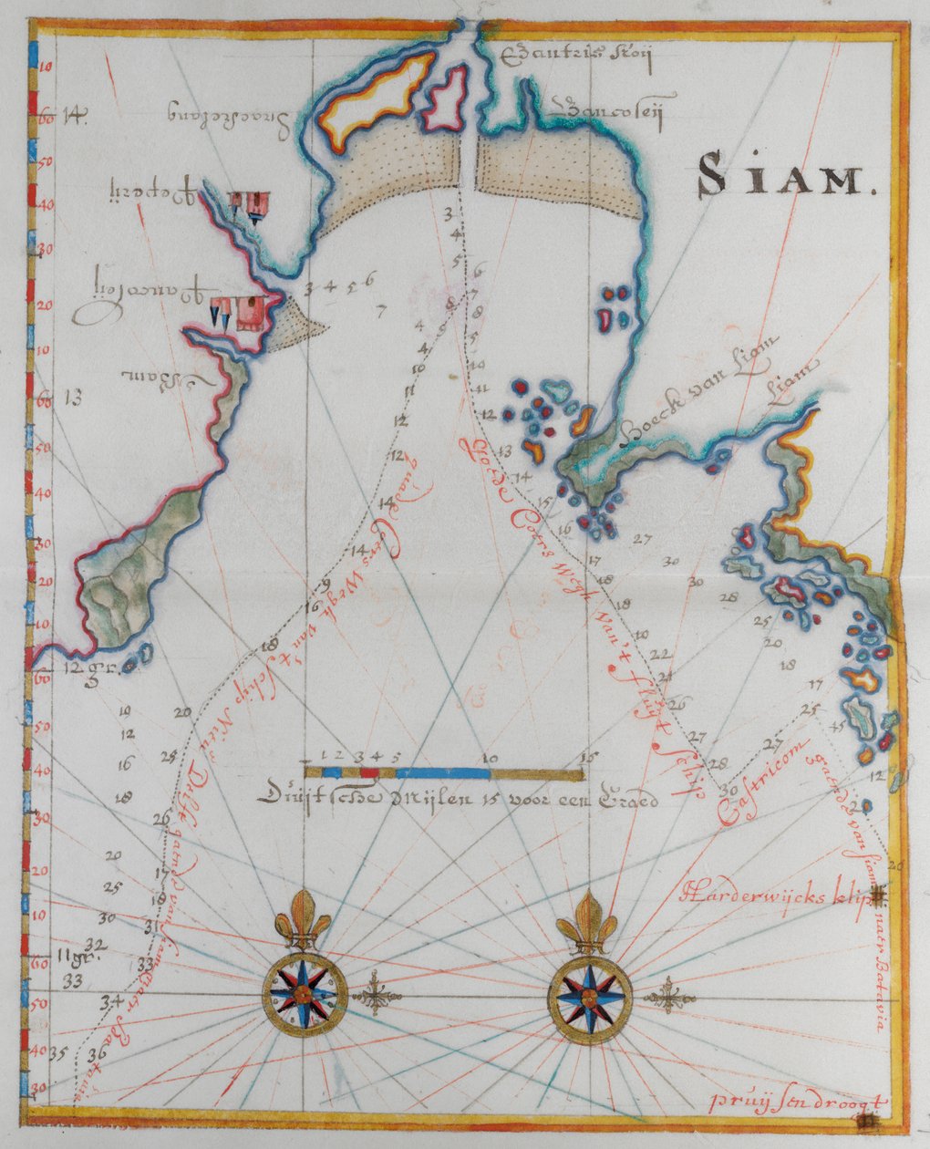 Kart over kongeriket Siam. av Dutch School