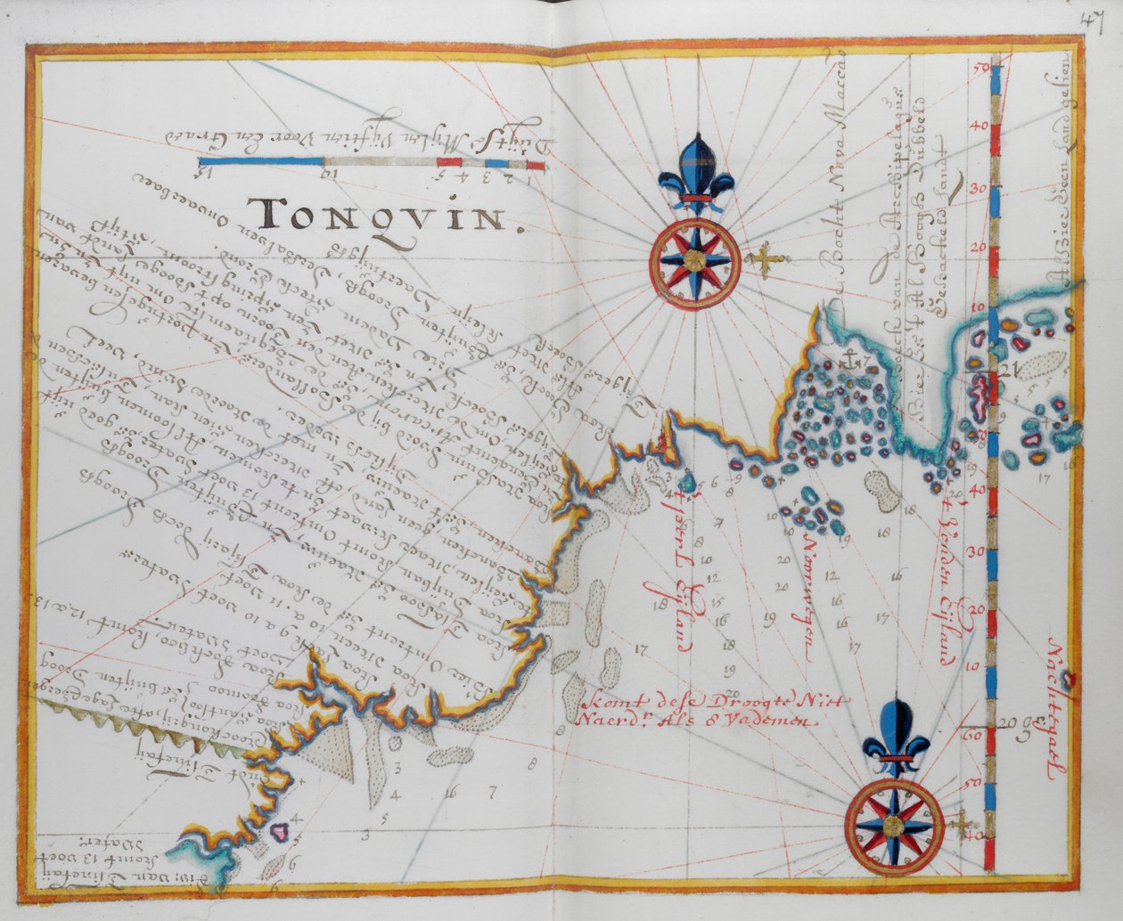 Kart over kysten av Burma. av Dutch School