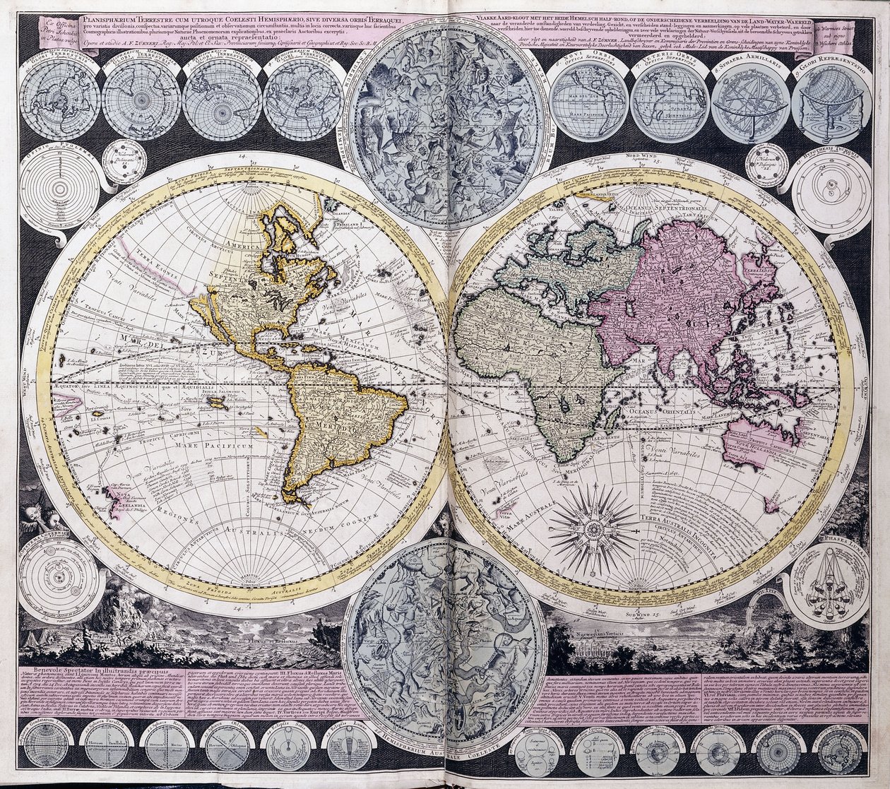 Kart over verden, ca. 1717 av Dutch School