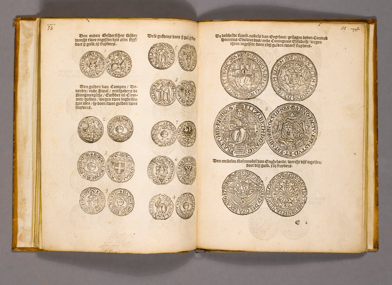 Pengebok med graveringer av engelske mynter (bok) av Dutch School